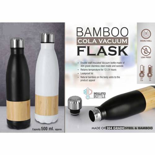 Bamboo Cola Vacuum Flask Black and White Single Wall Durable Manufacturers in Delhi