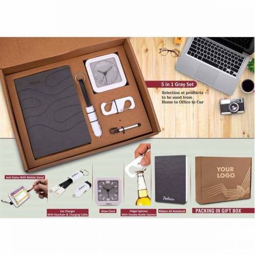 Black Polyester 5 In 1 Gift Set for Home and Office Use Manufacturers in Delhi