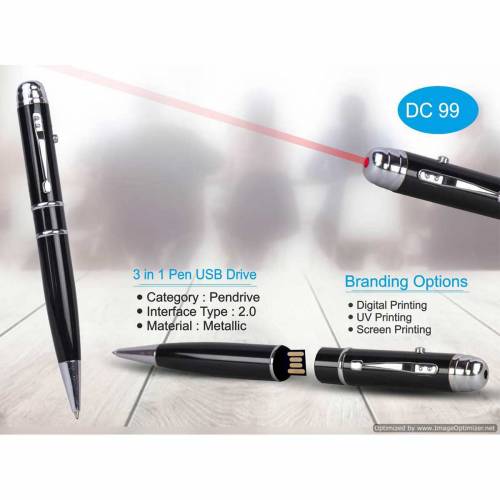 Black and Silver Color Pen with Pendrive Metal Design for Corporate Office and Home Use Manufacturers in Delhi