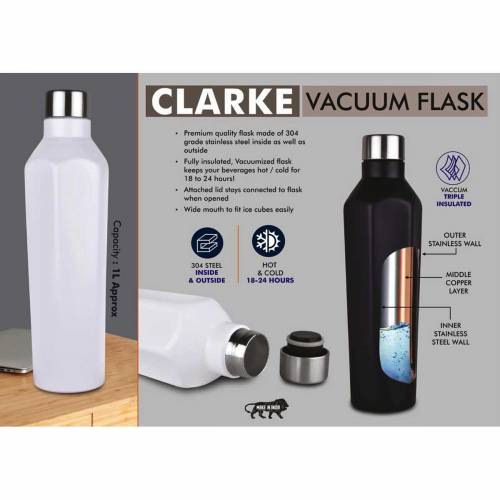 Black and White Stainless Steel Bottle Double Wall Copper Lined Manufacturers in Delhi