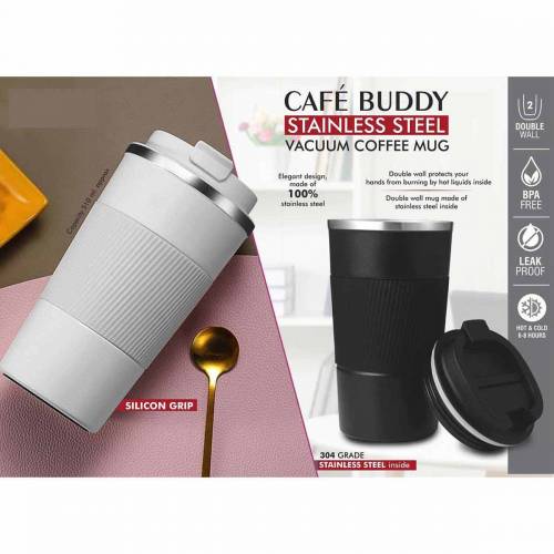 Black and White Stainless Steel Mug Plain Design for Home Use Manufacturers in Delhi