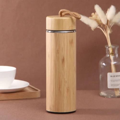 Brown Steel Grip Bamboo Bottle Stainless Steel Flask Manufacturers in Delhi