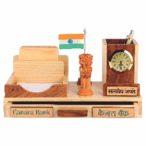 Brown Wooden Pen Stand with Coaster Plates Ideal for Office and Home Manufacturers in Delhi