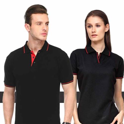 Casual Wear Black Polyester Neck Collar Half Sleeves Regular Fit T-Shirt for Casual Wear Manufacturers in Delhi