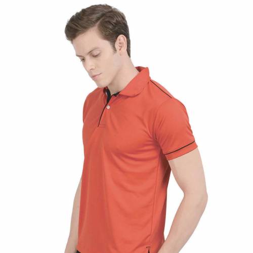 Casual Wear Orange Polyester Polo Neck T-Shirt Half Sleeves Regular Fit for Men Manufacturers in Delhi