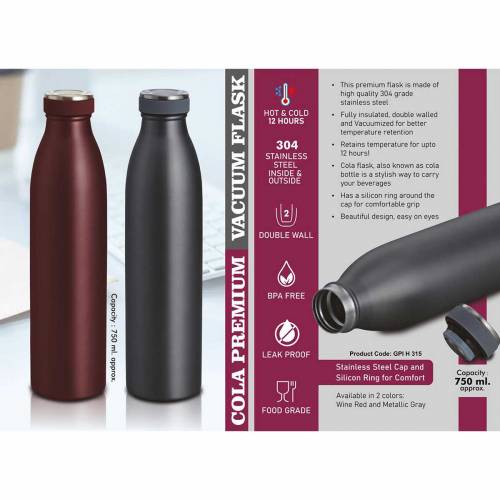 Cola Vacuum Flask Stainless Steel Plain Design Perfect for Gifting Manufacturers in Delhi