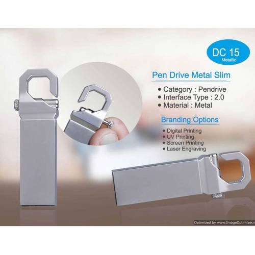 Corporate Gifting Pen Drive Silver Metal Slim Design Manufacturers in Delhi
