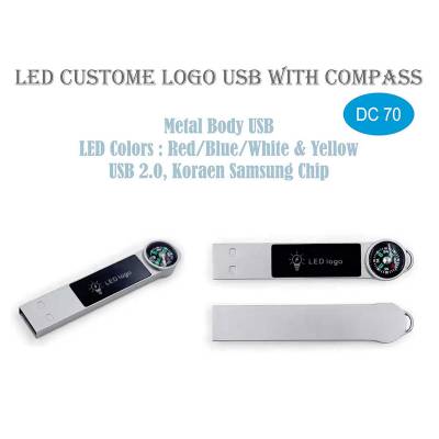 Custom Logo LED Pendrive Silver Metal Standard USB for Office and Home Manufacturers in Chandigarh