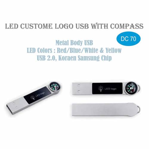 Custom Logo LED Pendrive Silver Metal Standard USB for Office and Home Manufacturers in Delhi