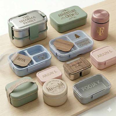 Customized Lunchbox with Name Print Stainless Steel Tiffin for Travel Manufacturers, Suppliers in HITEC City