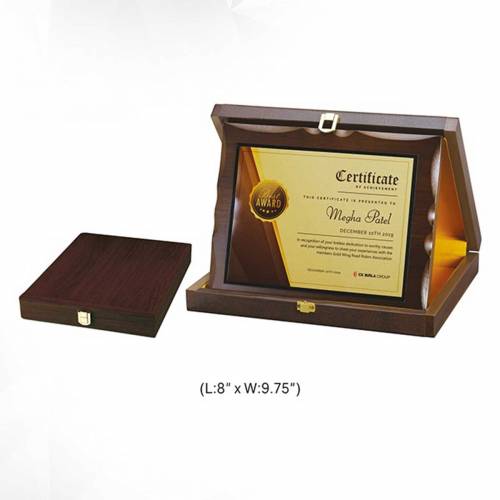 Elegant Brown Wooden Memento Trophy with Printed Design for Awards 3742 Manufacturers in Delhi