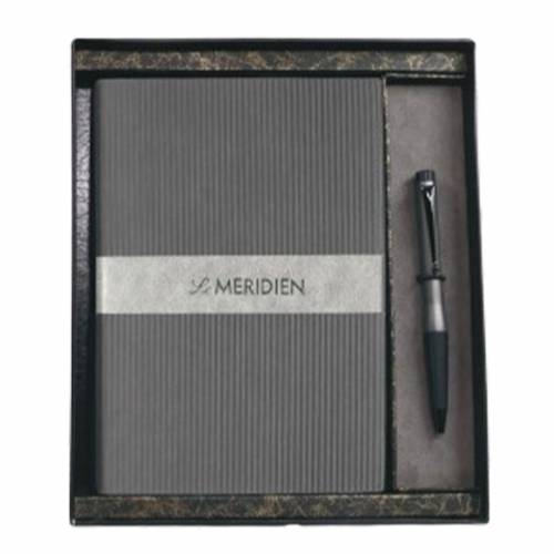 Elegant Grey PU 2 in 1 Rectangular Promotional Gift Set for Corporate Gifting Manufacturers in Delhi