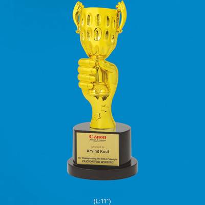 Gold Brass Champion Trophy Cup 11 Inch Customized Shape With Logo For Sports Awards 3866 Manufacturers in Ghaziabad