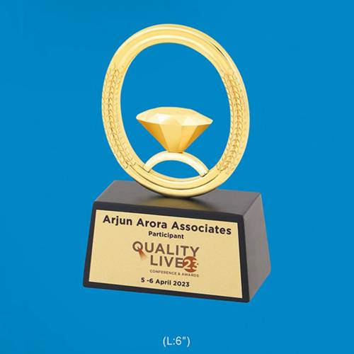 Gold Diamond Trophy Metal And Wooden Base Scratch And Water Proof For Award Ceremonies 3852 Manufacturers in Delhi