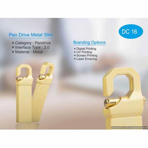 Golden Metal Hook Shape Pendrive Ideal for Promotional Use Manufacturers in Delhi