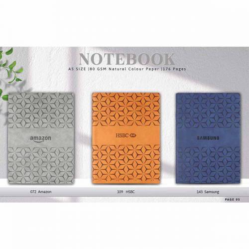 Grey Brown Blue PU Cover Soft Case Bound Notebook Single Line Ruling For Corporate Gifting Manufacturers in Delhi