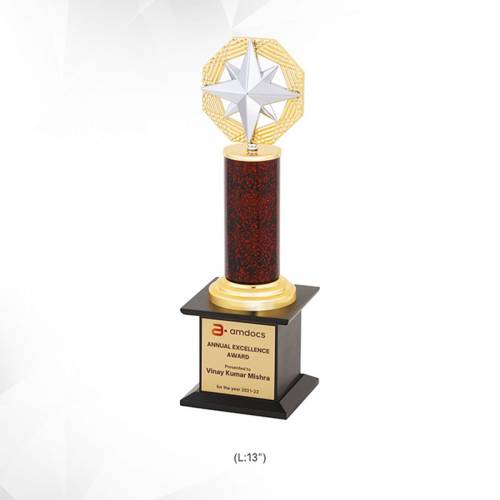 High Quality 10 Inch Metal Award Trophies Golden And Brown Round Shape With Printed Design For Trophies 3933 Manufacturers in Delhi