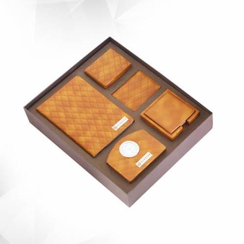 Leather Diary Combo Set Includes Credit Card Holder Watch Notebook Coaster Tumbler Perfect for Corporate Gifts Manufacturers in Delhi