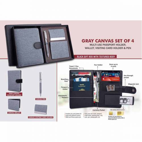 Luxury Grey Leather Card Holder Gift Set Perfect for Travel Manufacturers in Delhi