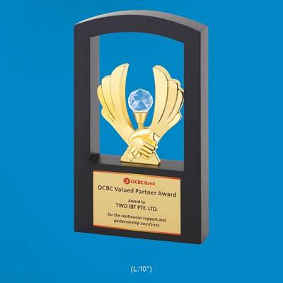 Metal OCBC Memento Trophy 10 Inch Black And Gold Printed Pattern For Award Ceremonies 3871 Manufacturers in Ghaziabad