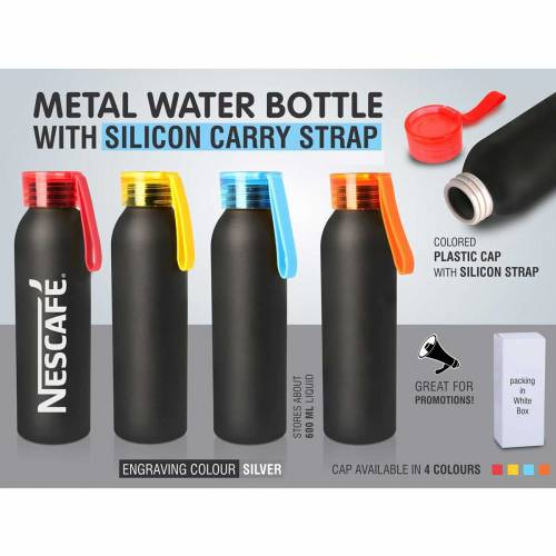 Metal Water Bottle With Silicon Carry Strap Manufacturers in Delhi