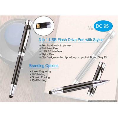 Pen Shape Pendrive with Stylus Black Metal Ideal for Storage Manufacturers in Chandigarh