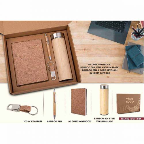 Premium 4 In 1 Brown Leather Promotional Gift Set for Promotional Gift Manufacturers in Delhi