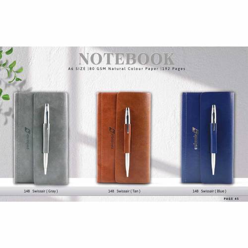 Premium A6 PU Customisable Promotional Notebook Diary Navy Blue Grey Brown Hard Cover Laminated Paper Manufacturers in Delhi