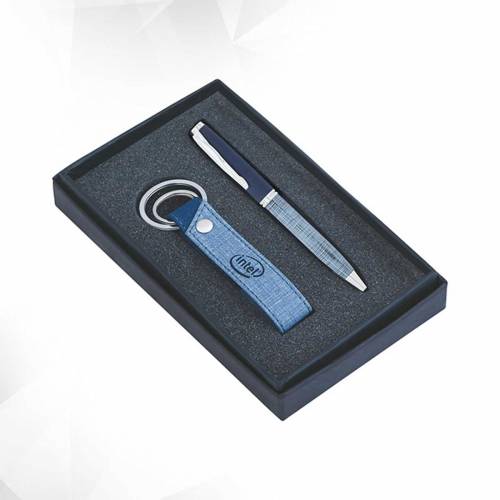 Premium Blue Metal Pen And Key Chain Gift Set for Corporate Gifting Manufacturers in Delhi