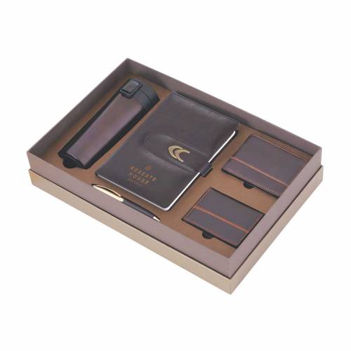 Premium Diwali Gift Set in Brown Leather Includes Notebook Coffee Mug Wallet Credit Card Holder and Pen Manufacturers in Delhi
