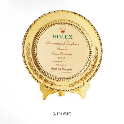 Premium Gold Plate Metal Memento Trophy with Stand Mahroon and Golden Color Manufacturers in Ghaziabad