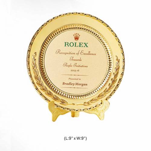 Premium Gold Plate Metal Memento Trophy with Stand Mahroon and Golden Color Manufacturers in Delhi