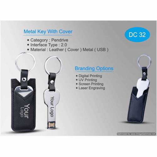 Premium Metal Keychain Pendrive with Cover Standard USB for Promotional Gifts Manufacturers in Delhi