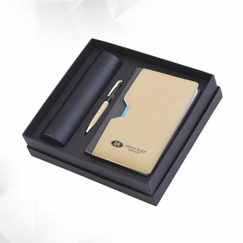 Premium Rexine Brown Notebook Pen and Flask Combo Ideal for Corporate Gifting Manufacturers in Delhi