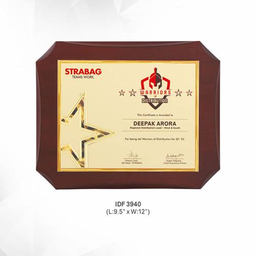 Premium Star Plaque Wooden Memento Trophy 3940 Manufacturers in Delhi