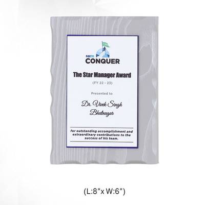 Printed Gray Wooden Certificate Plaque Square Shape Trophies and Awards 3702 Manufacturers in Ghaziabad