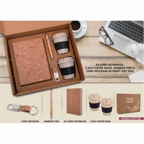 Rectangular Brown Leather 4 In 1 Promotional Gift Set for Gifting Manufacturers in Delhi