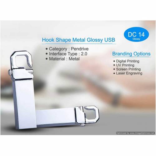 Silver Metal Hook Shape Pendrive Ideal for Promotional Office and Gift Sets Manufacturers in Delhi