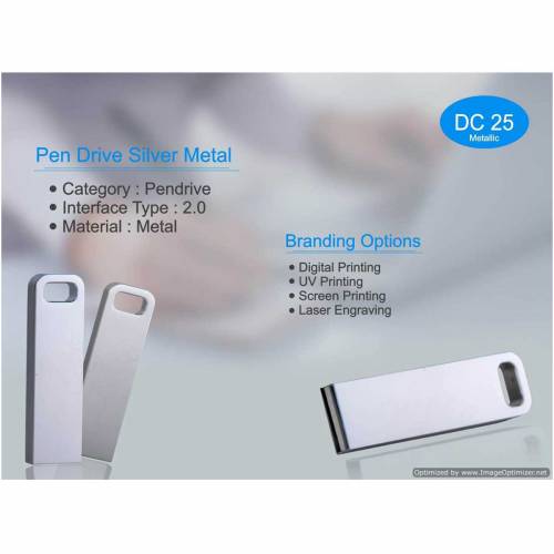 Silver Metal Pendrive Ideal for Corporate Gifts and Promotional Use Manufacturers in Delhi