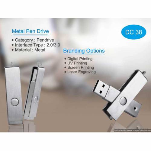 Silver Metal Swivel Pendrive Sleek Durable Design for Office Home and College Use Manufacturers in Delhi