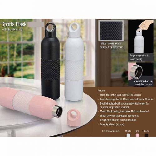 Sports Flask With Bubble Grip Insulated Stainless Steel Bottle Stylish and Durable Manufacturers in Delhi