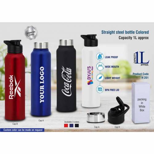 Stainless Steel Water Bottle Multi Color Round Design Ideal for Daily Use Manufacturers in Delhi