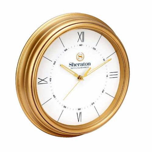 Stylish 10 Inch Gold Plastic Round Analog Wall Clock For Promotional Gifts Manufacturers in Delhi
