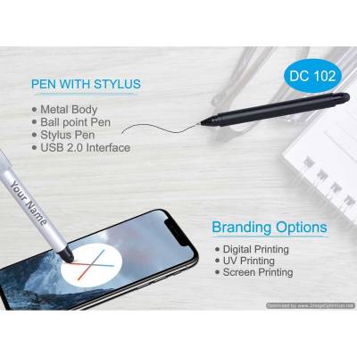 Stylish Pen with USB and Stylus Silver Metal High Quality Design Manufacturers in Chandigarh