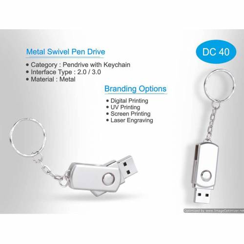 Swivel Metal Pendrive with Keychain Durable and Stylish for Office Home and College Use Manufacturers in Delhi