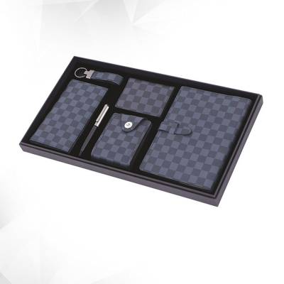 Vento Check Grey Gift Box Includes Purse Card Holder Pen Keychain Metal and Leather Perfect for Gifting Manufacturers in Udyog Vihar