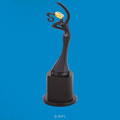 Women Day Metal Trophy Black Round Shape New Pattern For College 3856 Manufacturers in Ghaziabad