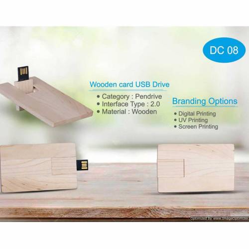 Wooden Card Shape Pendrive Standard USB Drive for Office and Event Gifts Manufacturers in Delhi