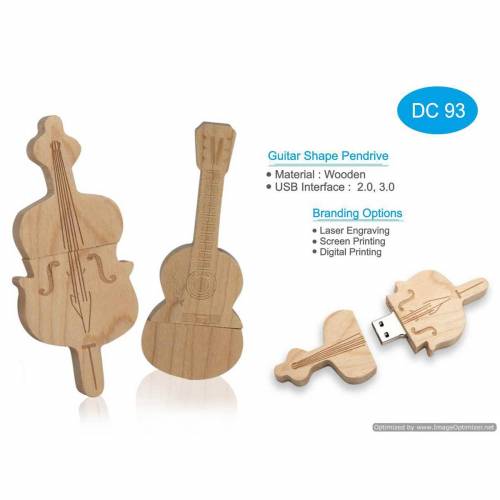 Wooden Guitar Shape Pendrive Ideal for Promotional Office and Gift Sets Manufacturers in Delhi