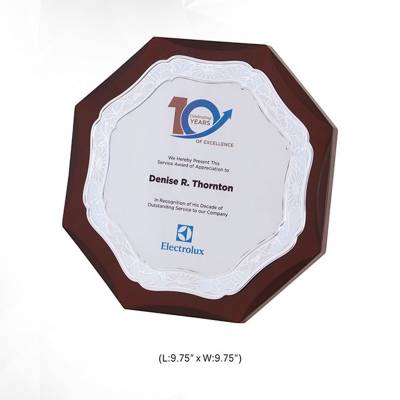 Wooden Memento Trophy Silver and Mahroon Customized Shape with Customized Logo for Awards 3734 Manufacturers in Ghaziabad
